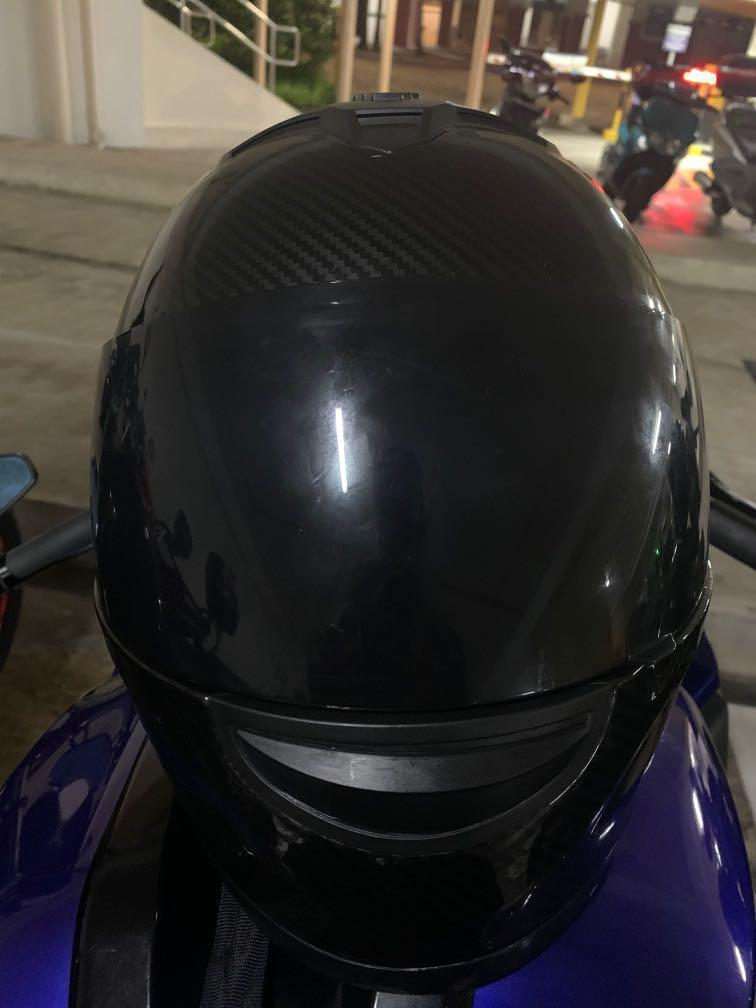 full face tinted black visor helmet 