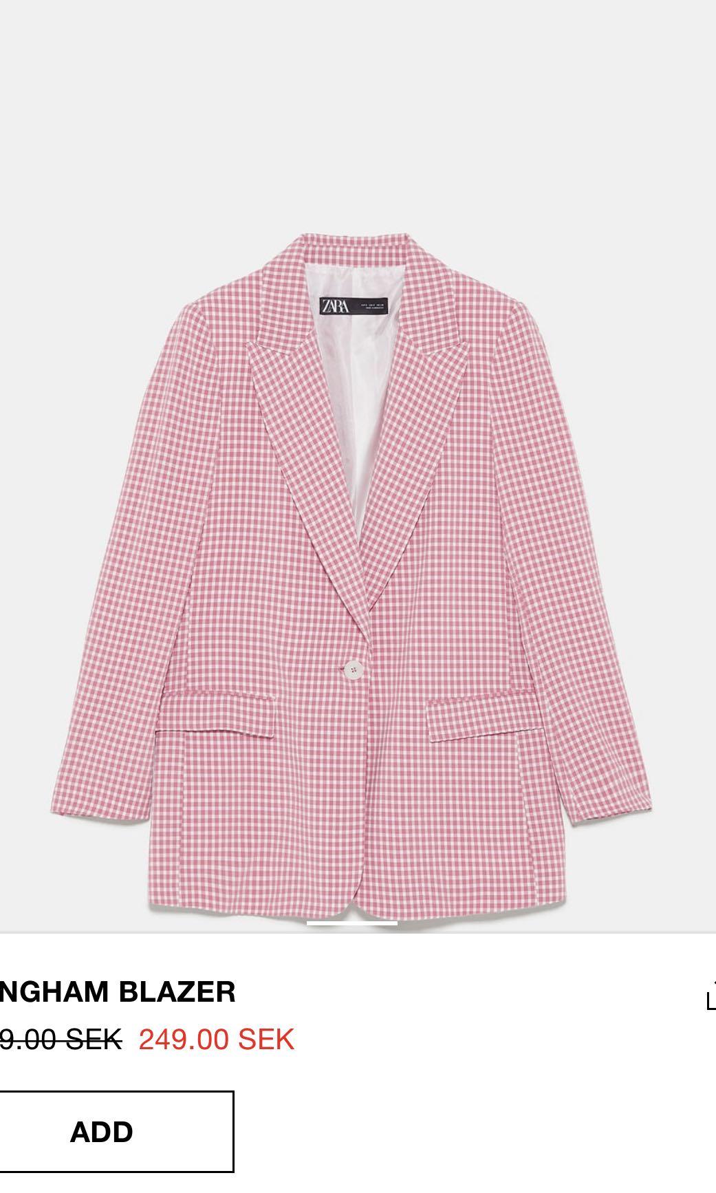 Zara pink gingham blazer on sale