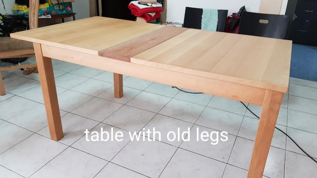 Ikea Bjursta dining table with stronger new legs, Furniture & Home