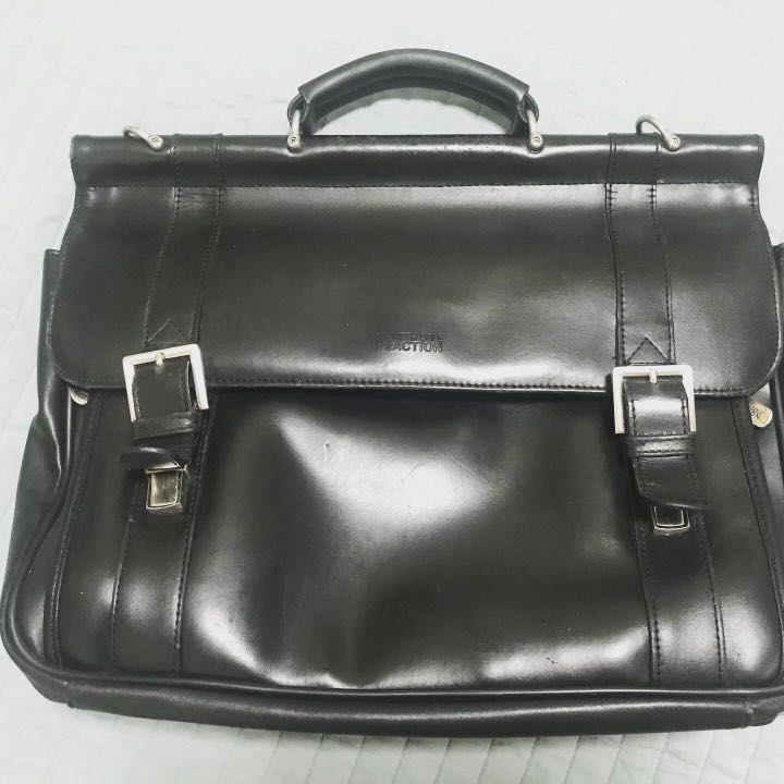 black leather briefcase bag