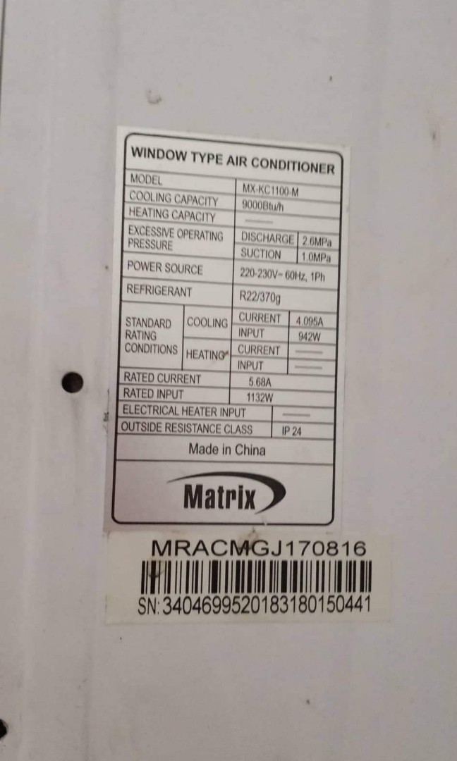 Matrix aircon rush, TV & Home Appliances, Air Conditioning and Heating