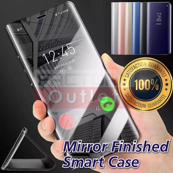 Mirror Finish Protective Transparent Front Smart Flip Case Mobile