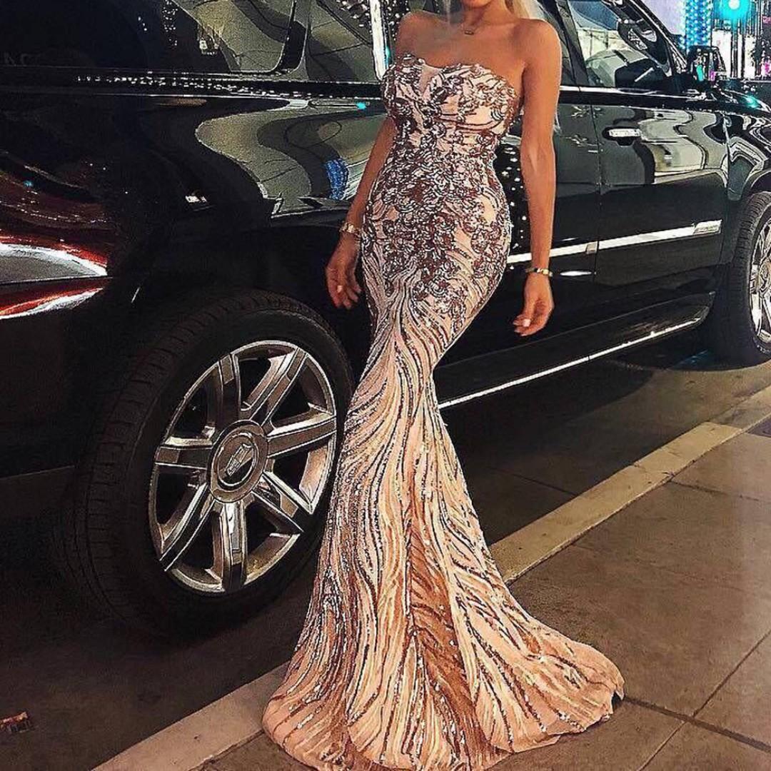 Gold bodycon prom dress best sale