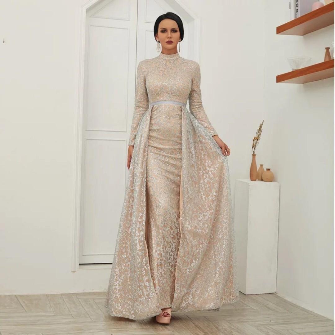 Full sleeve cheap evening gowns