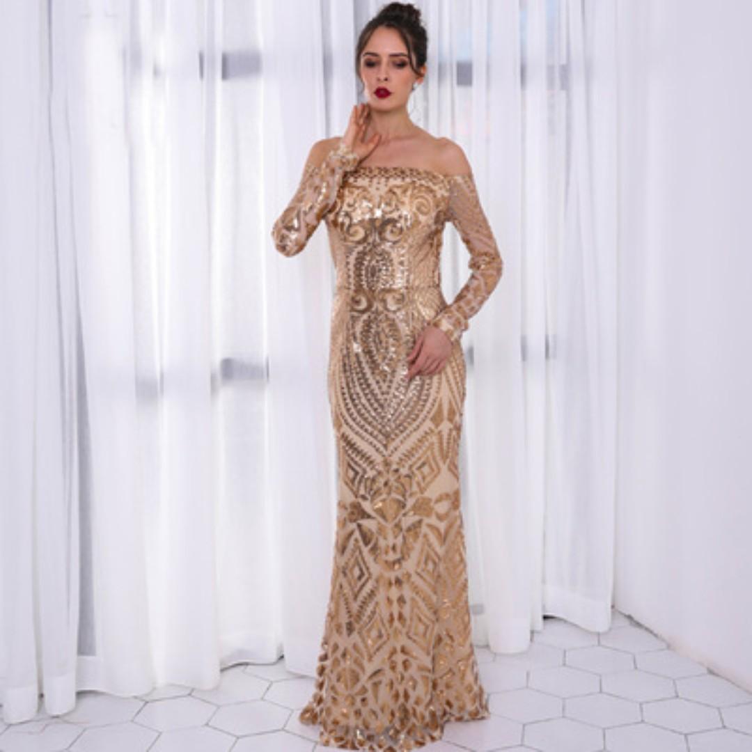 Gold bodycon prom dress sale