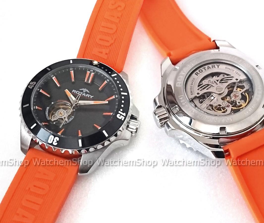 Rotary Aquaspeed Swiss Made Automatic Orange Rubber Diver Watch