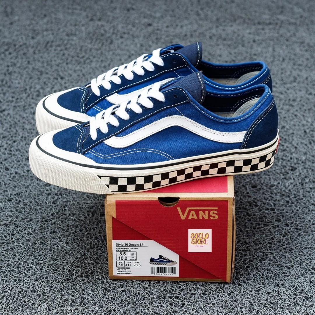 SEPATU VANS STYLE 36 DECON SF CHECK TRUE BLUE ORIGINAL RESMI BNIB
