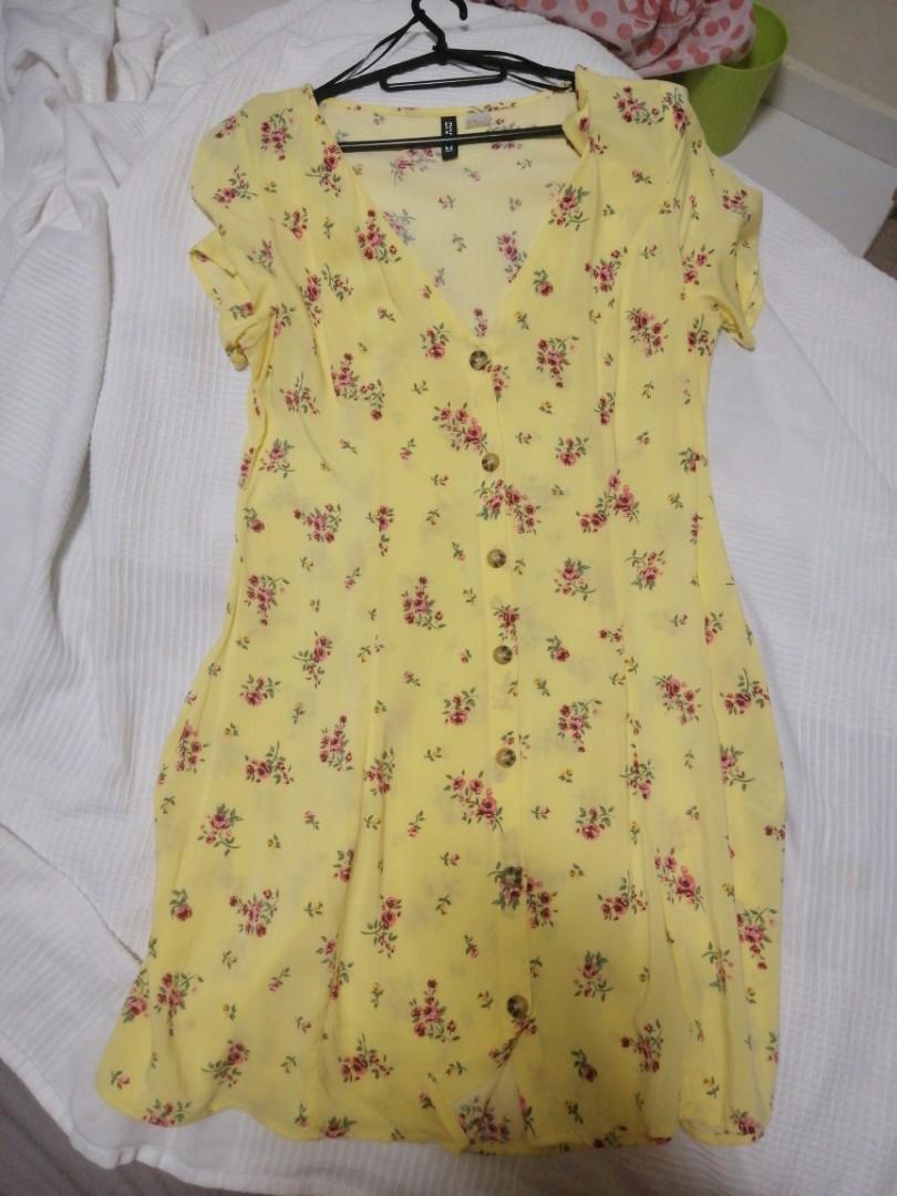Yellow flower 2024 dress h&m