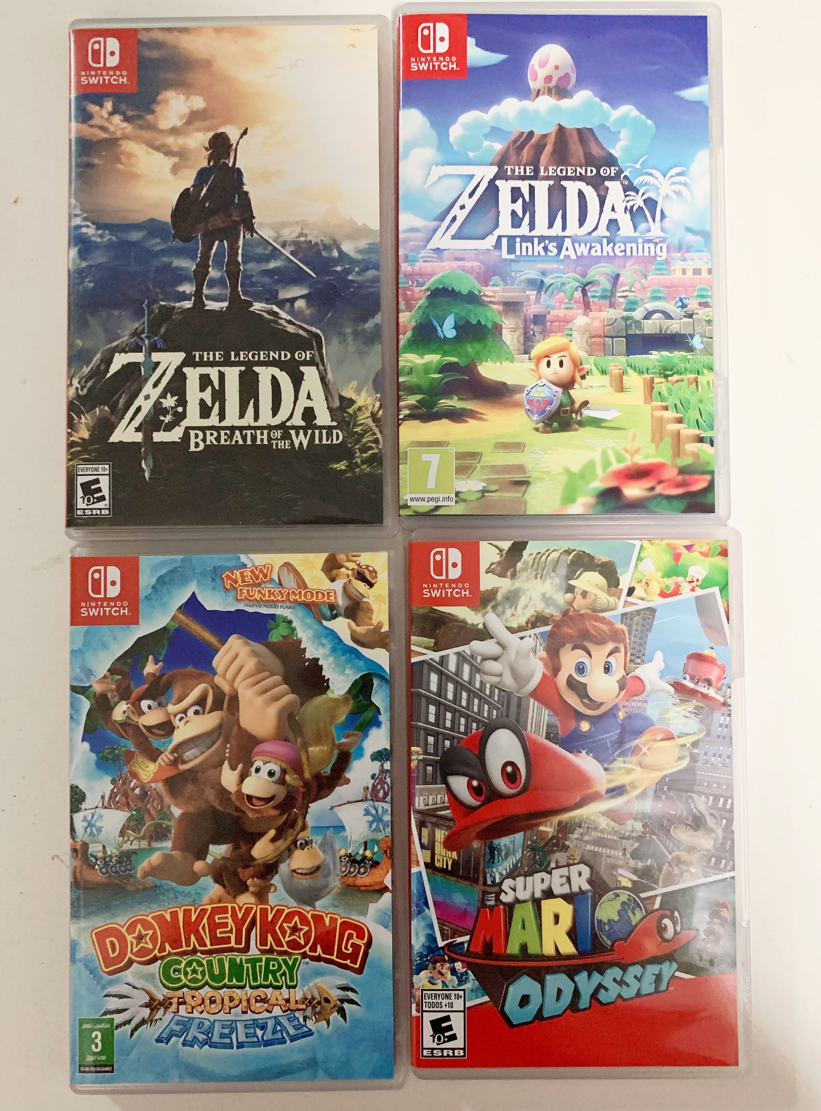 Zelda link’s awakening, Zelda BOTW, Super Mario Odyssey, Donkey Kong