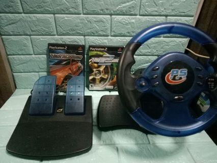 PS PRO STEERING WHEEL AND NEED FOR SPEED UNDERGROUND 1 AND 2