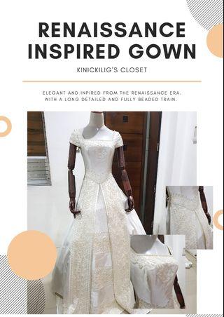 Renaissance White Cream Wedding Costume Gown FOR RENT