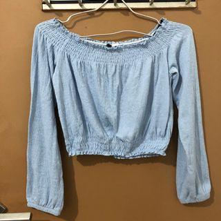 H&M sabrina blue top