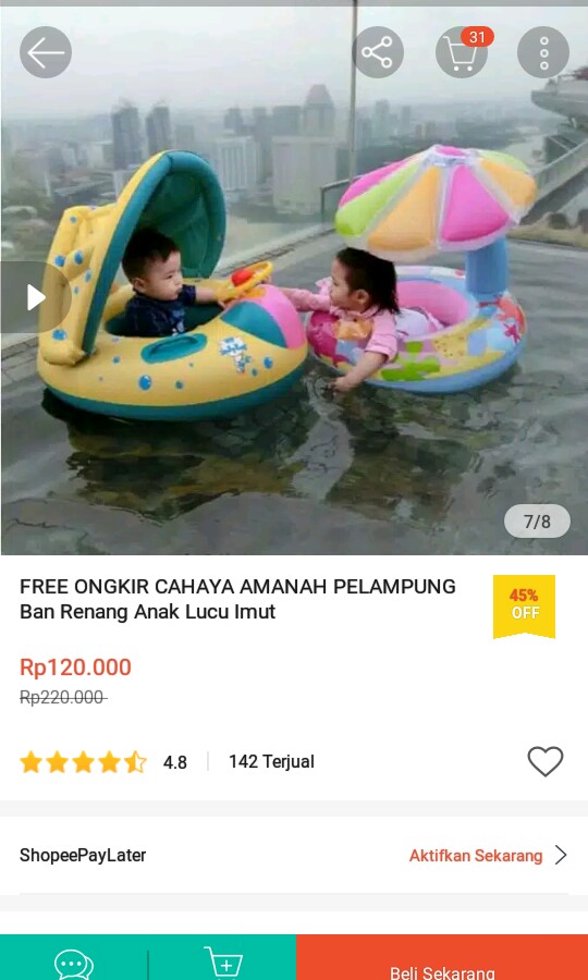 Ban Renang Pelampung Dengan Canopi Free Lem Pelampung Bayi Anak Mainan Baby Walker Di Carousell