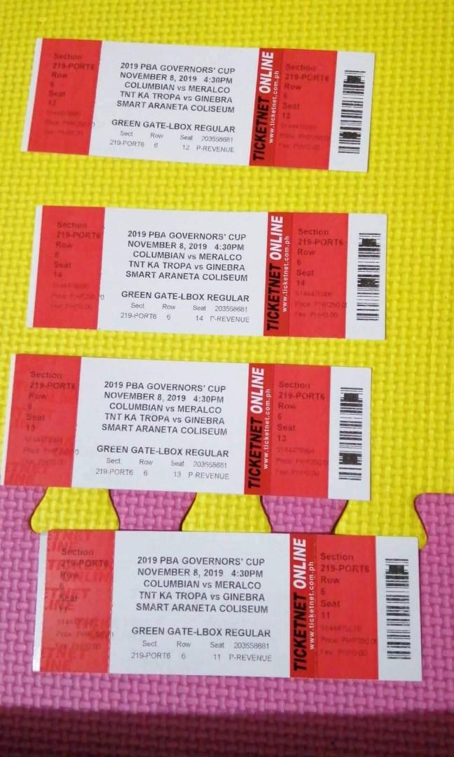 Basketball ticket (Category: Events Tickets) located in Taguig. Submitted by kenchiesi22 (Listing ID 261129839, Image 1). Description: PBA ticket at Araneta coliseum tomorrow at 4pm.