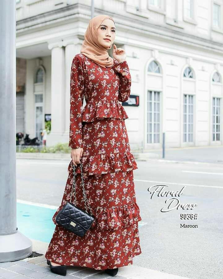 Floral dress muslimah 2025