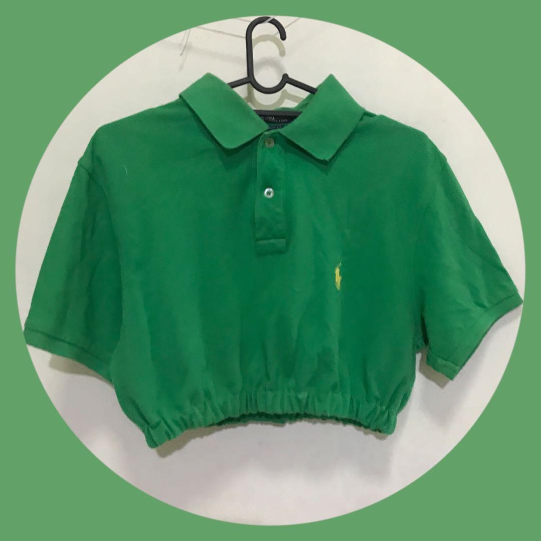 Green polo crop top Clearance