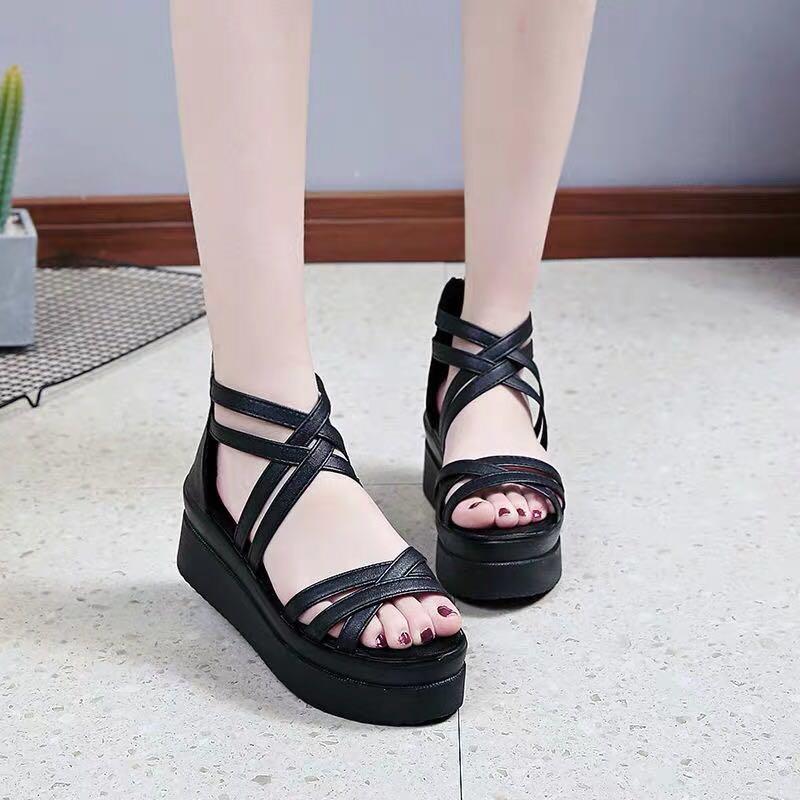 black platform gladiator sandals