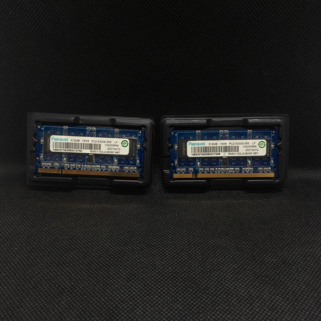 Laptop RAM 512MB DDR2 PC2-5300s 667MHz (Category: Laptops & Notebooks) located in Quezon City. Submitted by auctionier (Listing ID 261031345, Image 1). Description: 2 pcs Ramaxel 512MB DDR2 RAM PC2-5300s 667MHz for laptops. 1GB Total. Strictly sold as a set. RFS: upgrade Buyer shoulders the shipping fee.