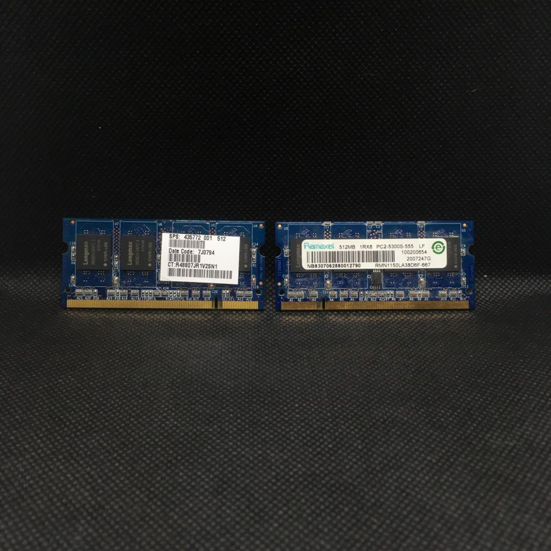 Laptop RAM 512MB DDR2 PC2-5300s 667MHz (Category: Laptops & Notebooks) located in Quezon City. Submitted by auctionier (Listing ID 261031345, Image 2). Description: 2 pcs Ramaxel 512MB DDR2 RAM PC2-5300s 667MHz for laptops. 1GB Total. Strictly sold as a set. RFS: upgrade Buyer shoulders the shipping fee.