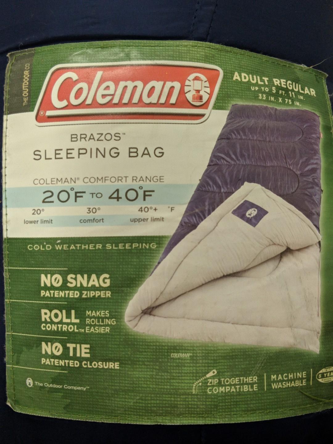 Negotiable Coleman s Brazos sleeping bag Sports Equipment
