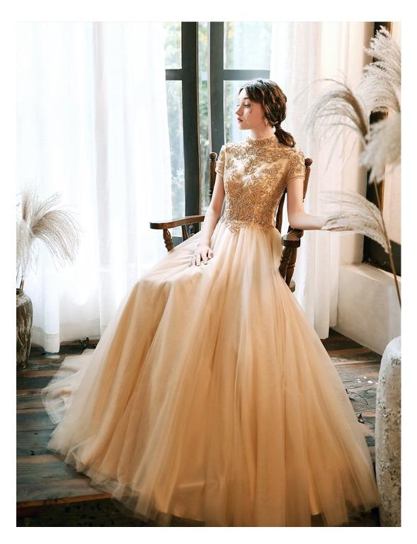 gold diamond prom dress