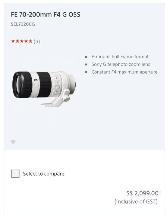 Sony E Mount Full Frame Lens 70 0 F4 0 G Oss Zoom Photography Lenses On Carousell