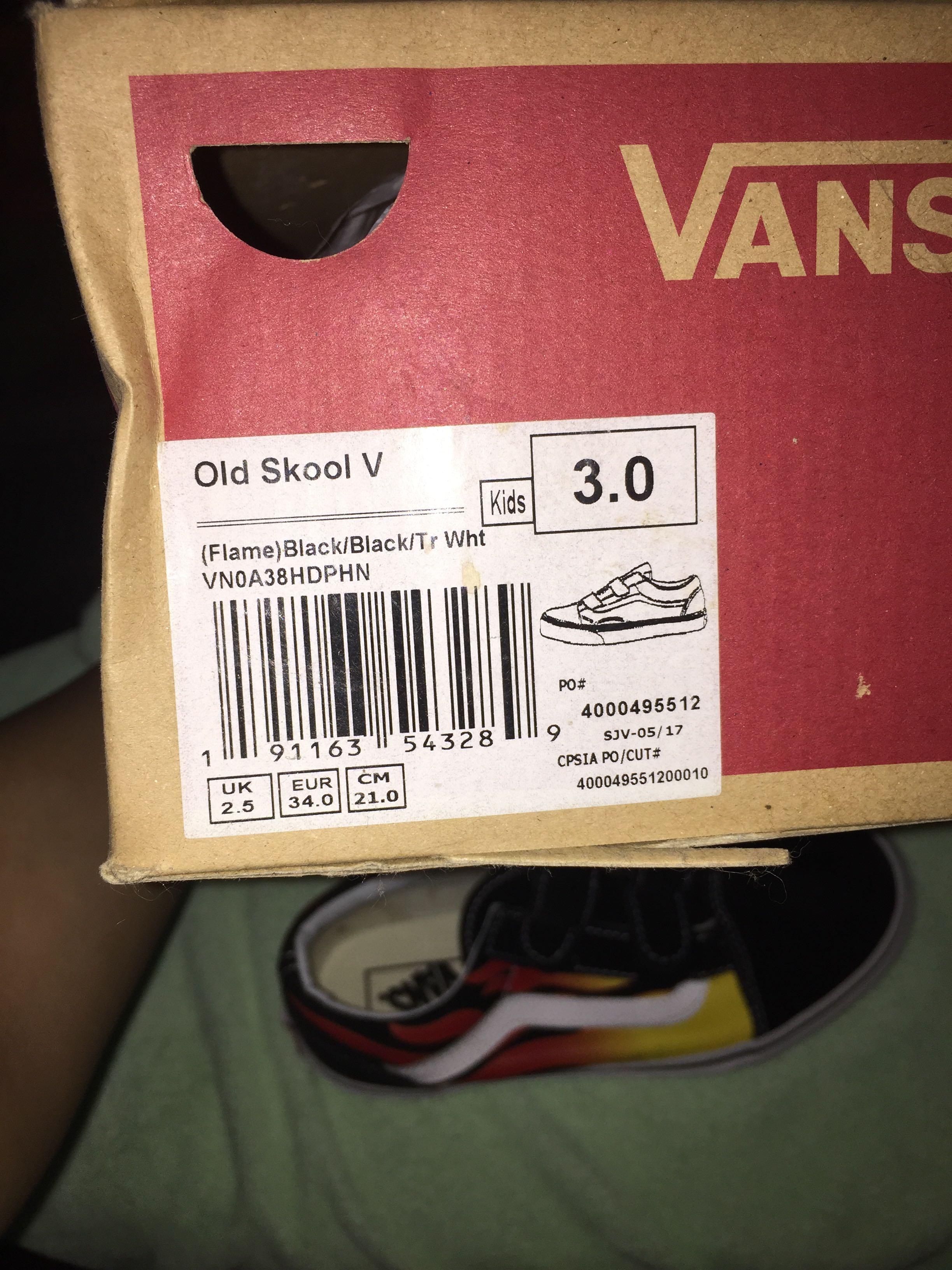 vans size label