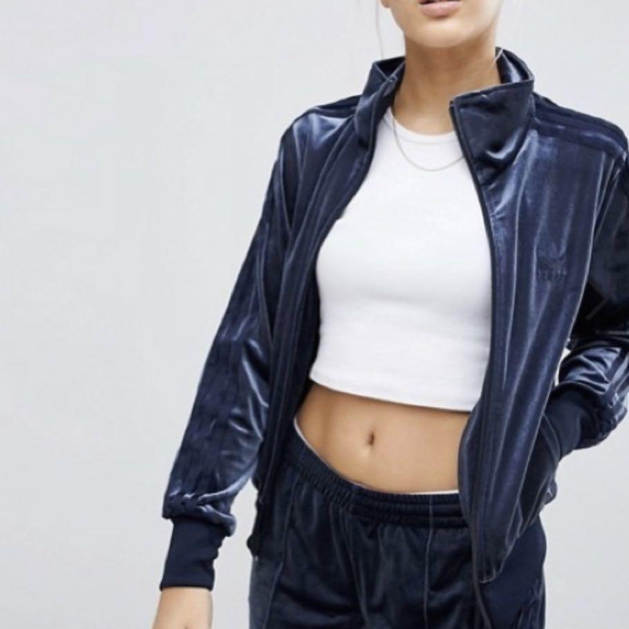 Adidas originals velvet track top clearance