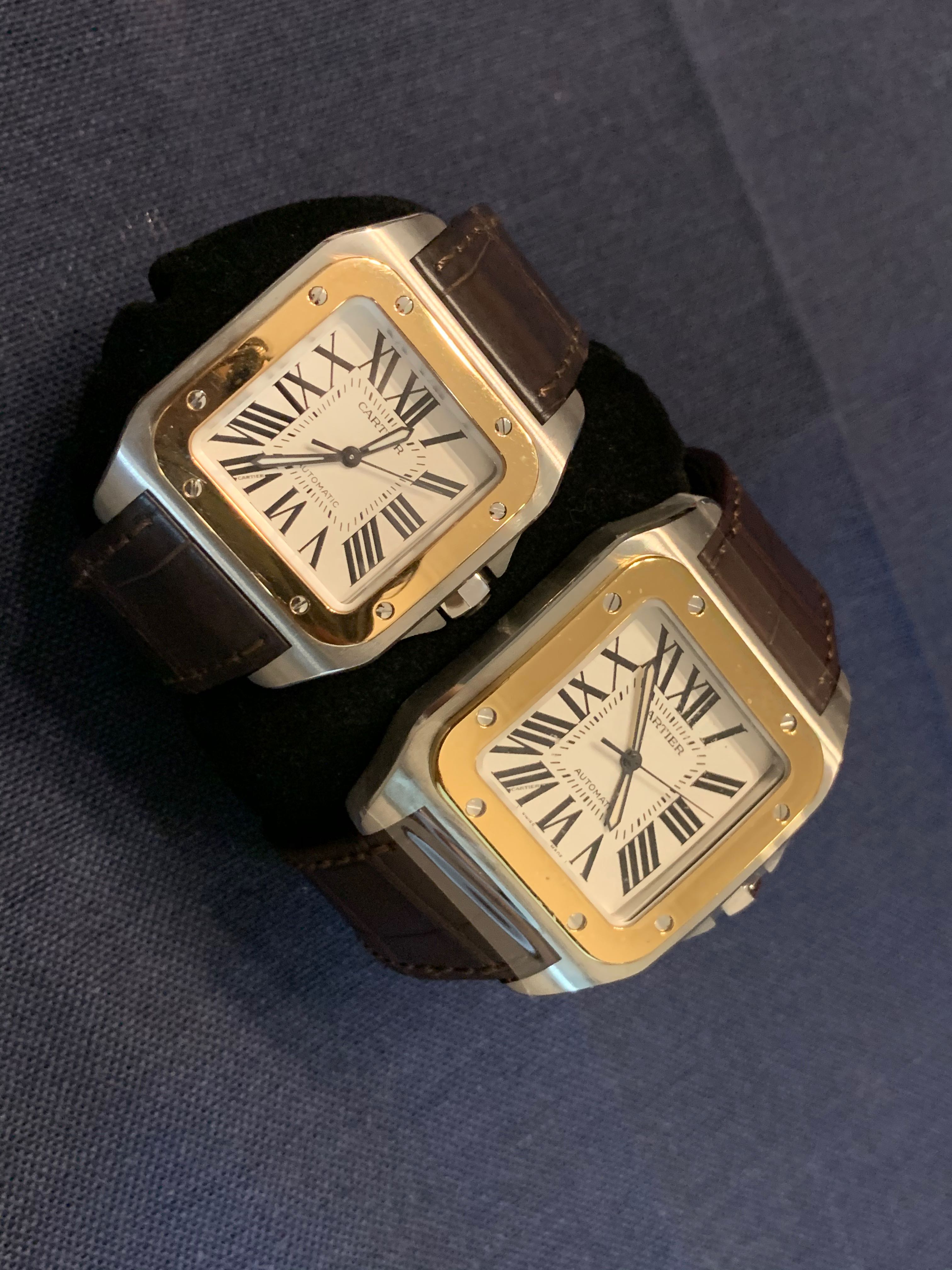 Cartier santos hotsell two tone automatic