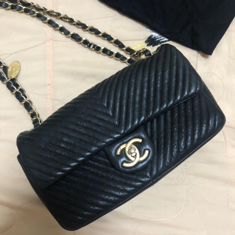 Chanel Black Herringbone Quilted Leather Flap Bag w Removable Red Pouch  Chanel  TLC