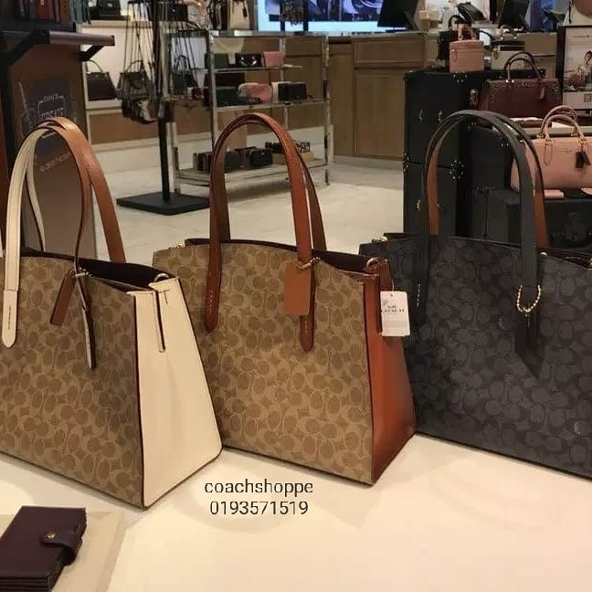 Coach charlie signature clearance canvas carryall tote
