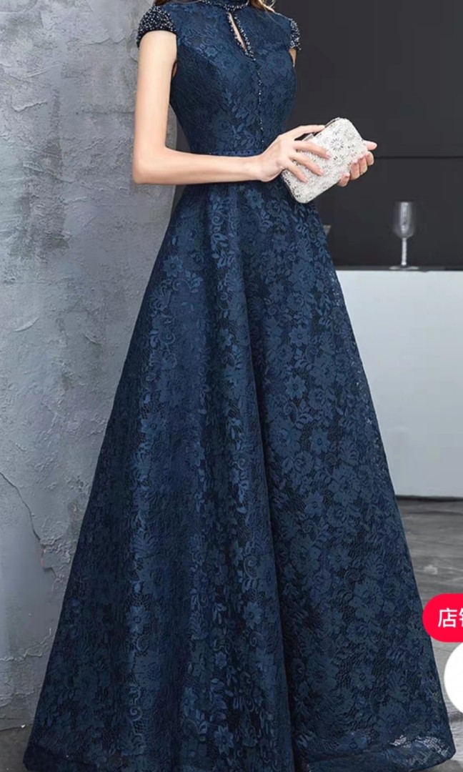 navy blue party gown