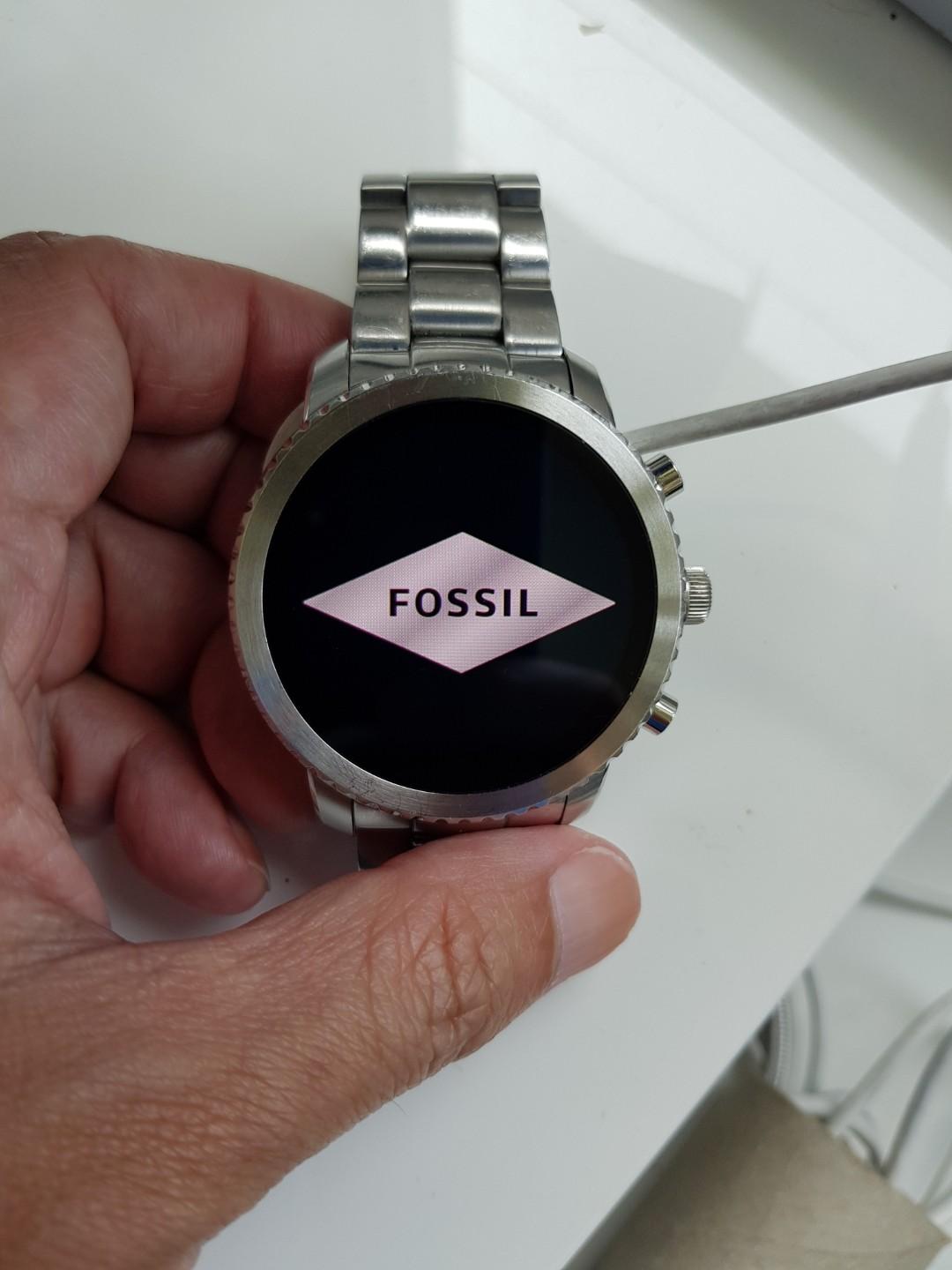 fossil q men's gen 3 explorist stainless steel and silicone smartwatch