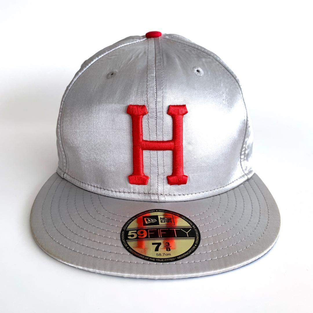 Huf New Era Size 7 3 8 Silver Satin Fitted Cap Men S Fashion