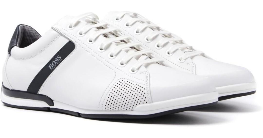 Hugo Boss Saturn Lowp White Leather Trainers Men s Fashion Footwear Dress Shoes on Carousell