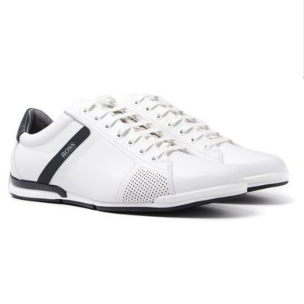 hugo boss white leather trainers
