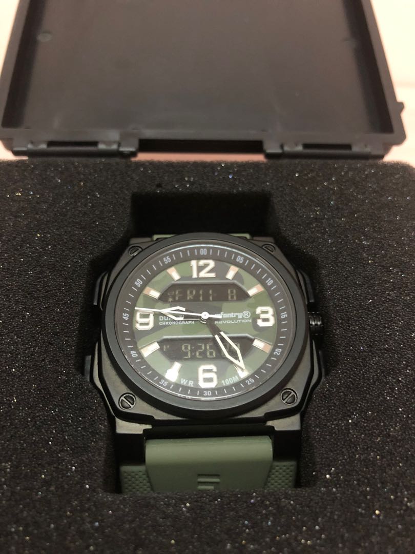 Infantry dual time camo watch