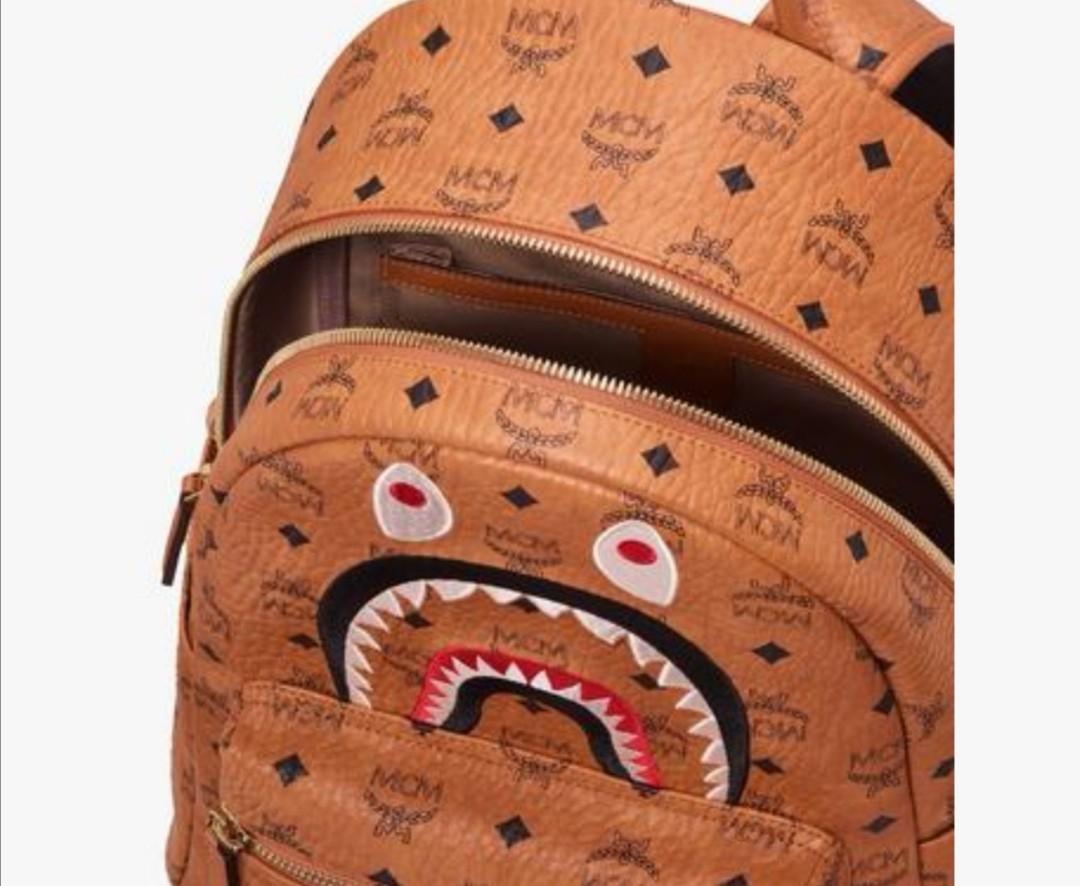 MCM x BAPE Shark Stark Backpack in Visetos Luxury Bags Wallets
