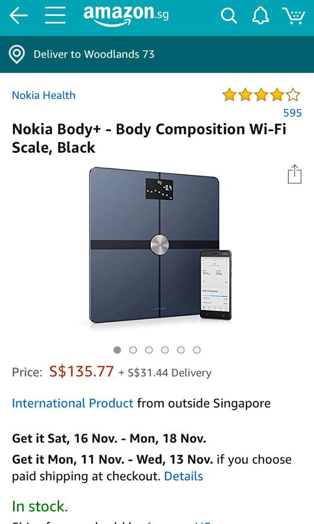 Nokia Body + Composition Wifi Smart Scale, Black, Health & Nutrition, Health Monitors & Weighing