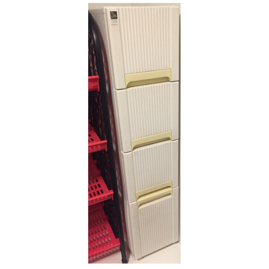 Sanko Ola 4 Layers Plastic Slim Drawer Cabinet With Wheel