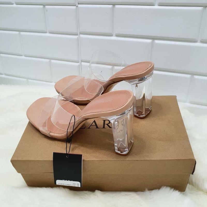 vinyl sandals with methacrylate heel