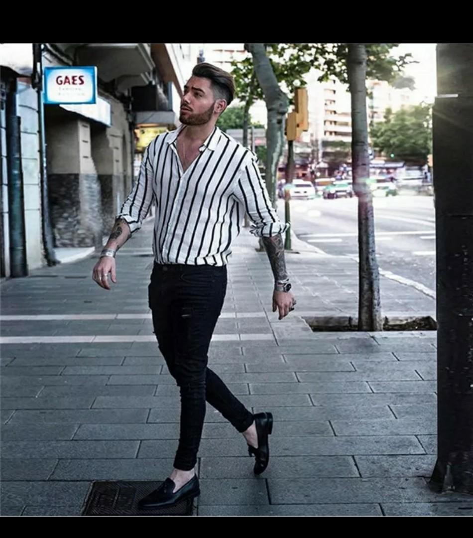 black and white shirt stripes