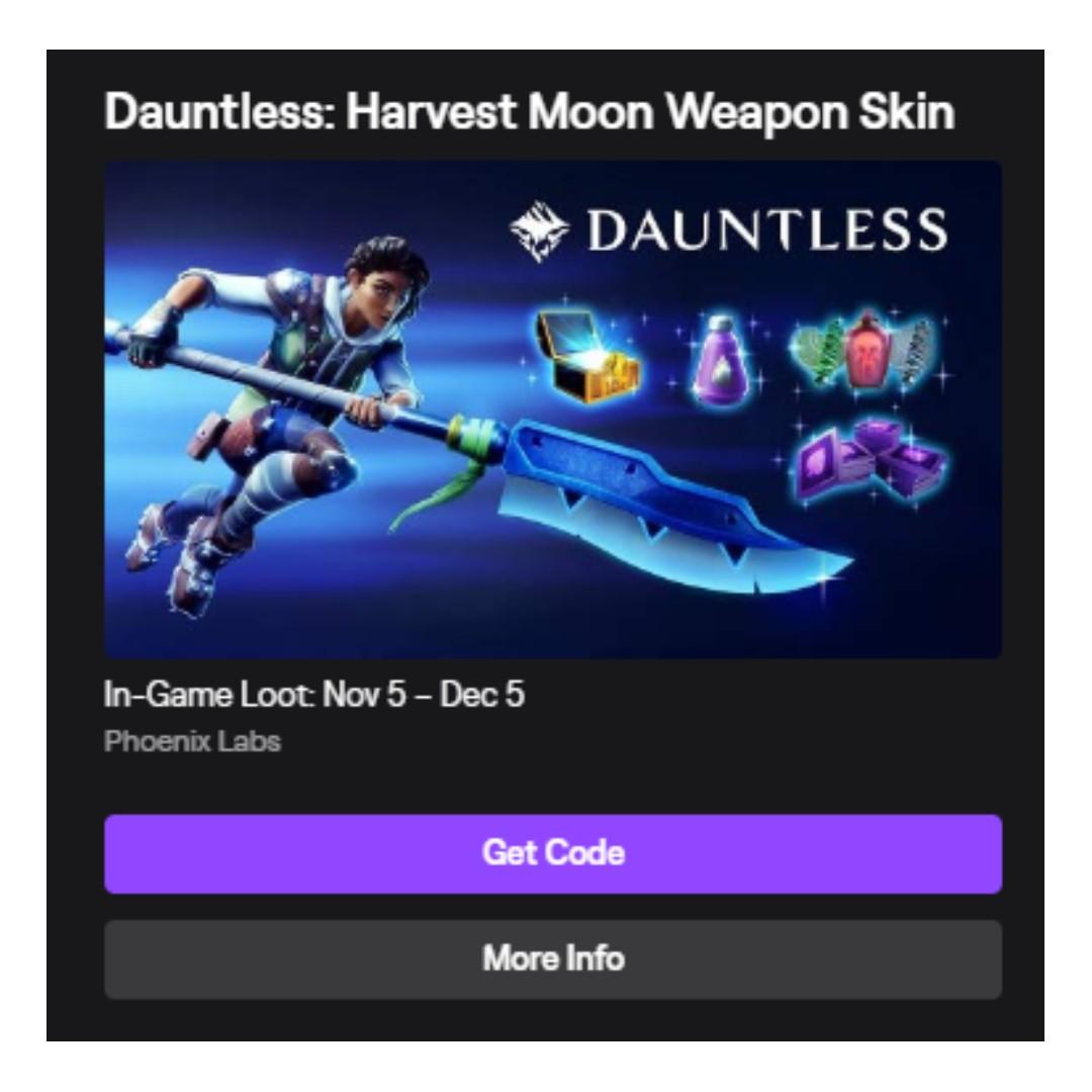 Twitch Prime Dauntless Harvest Moon Weapon Skin Toys Games Video Gaming In Game Products On Carousell There's a new free twitch prime pack available right now in this video i tell you how to get it plus what the pack looks like subscribe for more dauntless. carousell