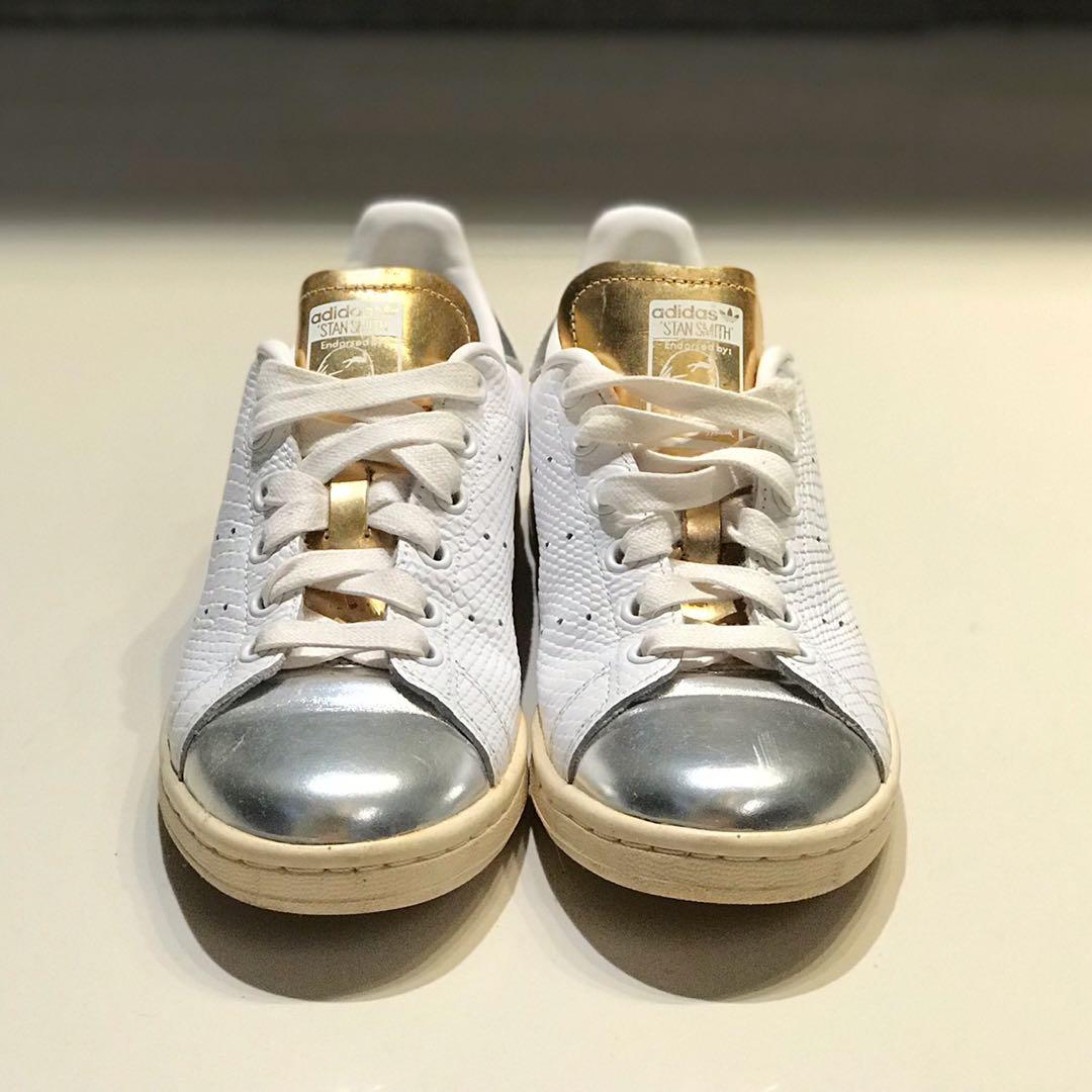 Adidas Stan Smith Midsummer Metallic Gold/Silver, Women's Fashion, Footwear, Carousell