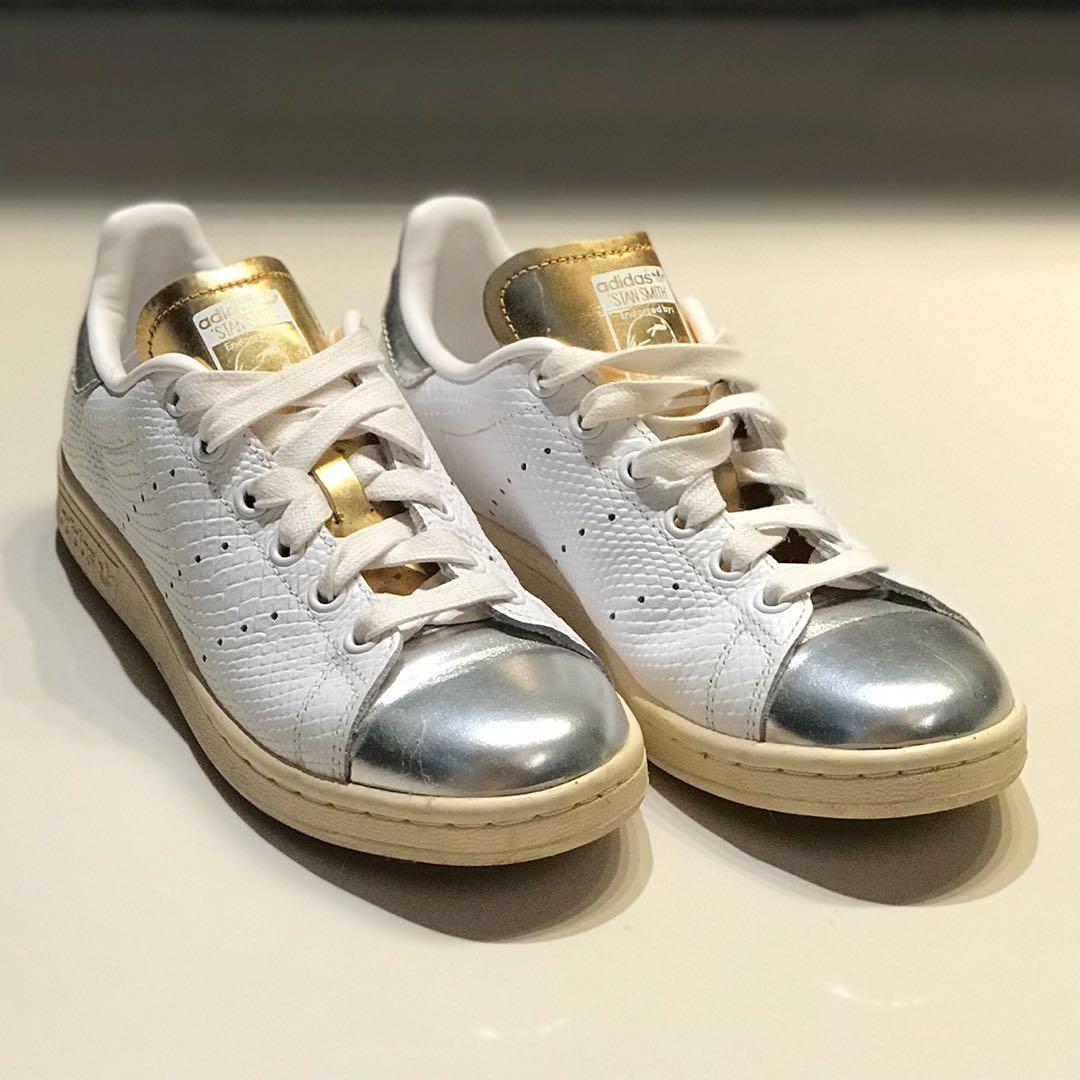 Adidas Stan Smith Midsummer Metallic Gold/Silver, Women's Fashion, Footwear, Carousell
