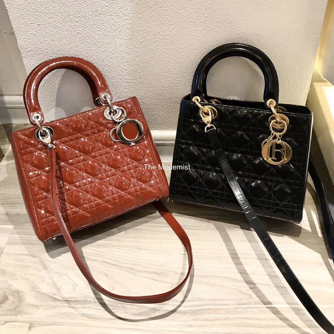 Authentic Pre Loved Christian Dior Medium Red Patent Leather Lady Dior Luxury Bags Wallets Handbags On Carousell