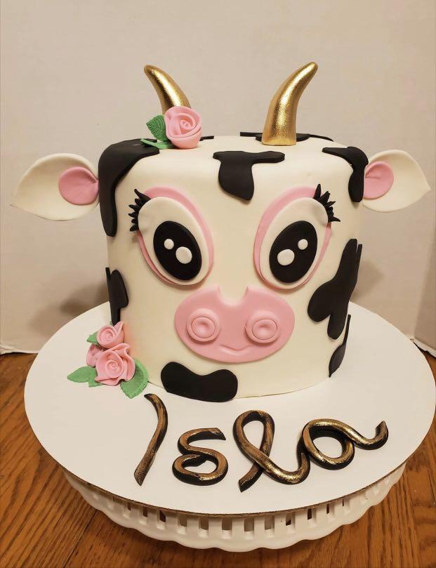 Cow Two Cake Topper, Cow Theme Happy 2nd Birthday Cake Decor, Farm Animal  Themed Party Decoration, Kids Birthday Cow Party Supplies - Black Glitter -