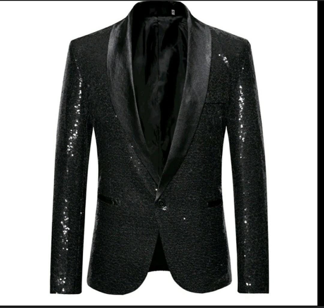 Mens black sequin discount jacket