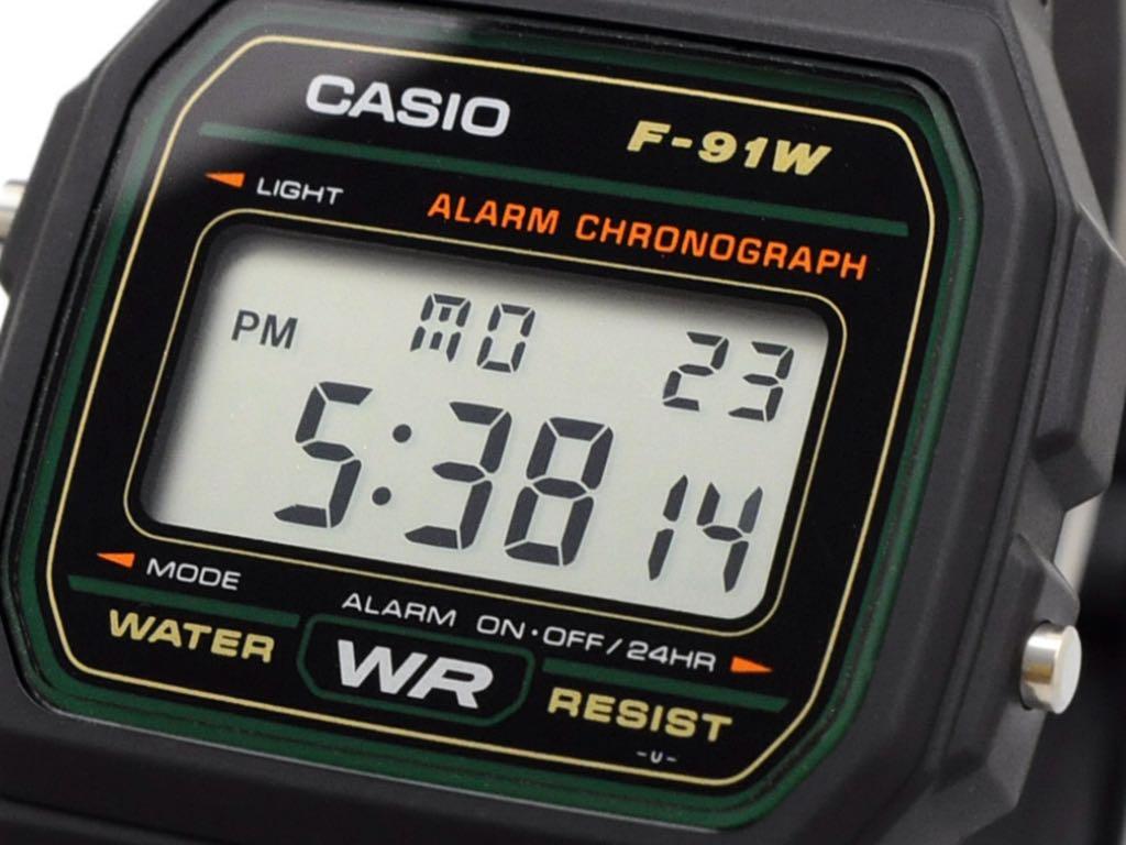 CASIO F91W-3DG Classic Digital Black Resin Chronograph Alarm Sport Watch