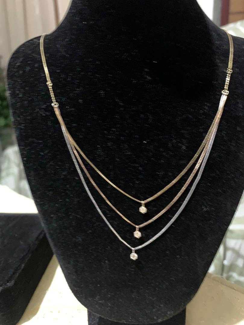 3-layer in tri-color diamond necklace 